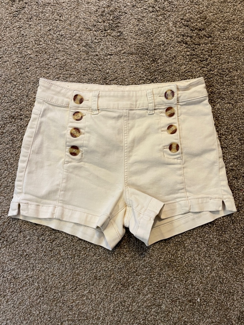 Altar'd State Cream Button-Front Shorts